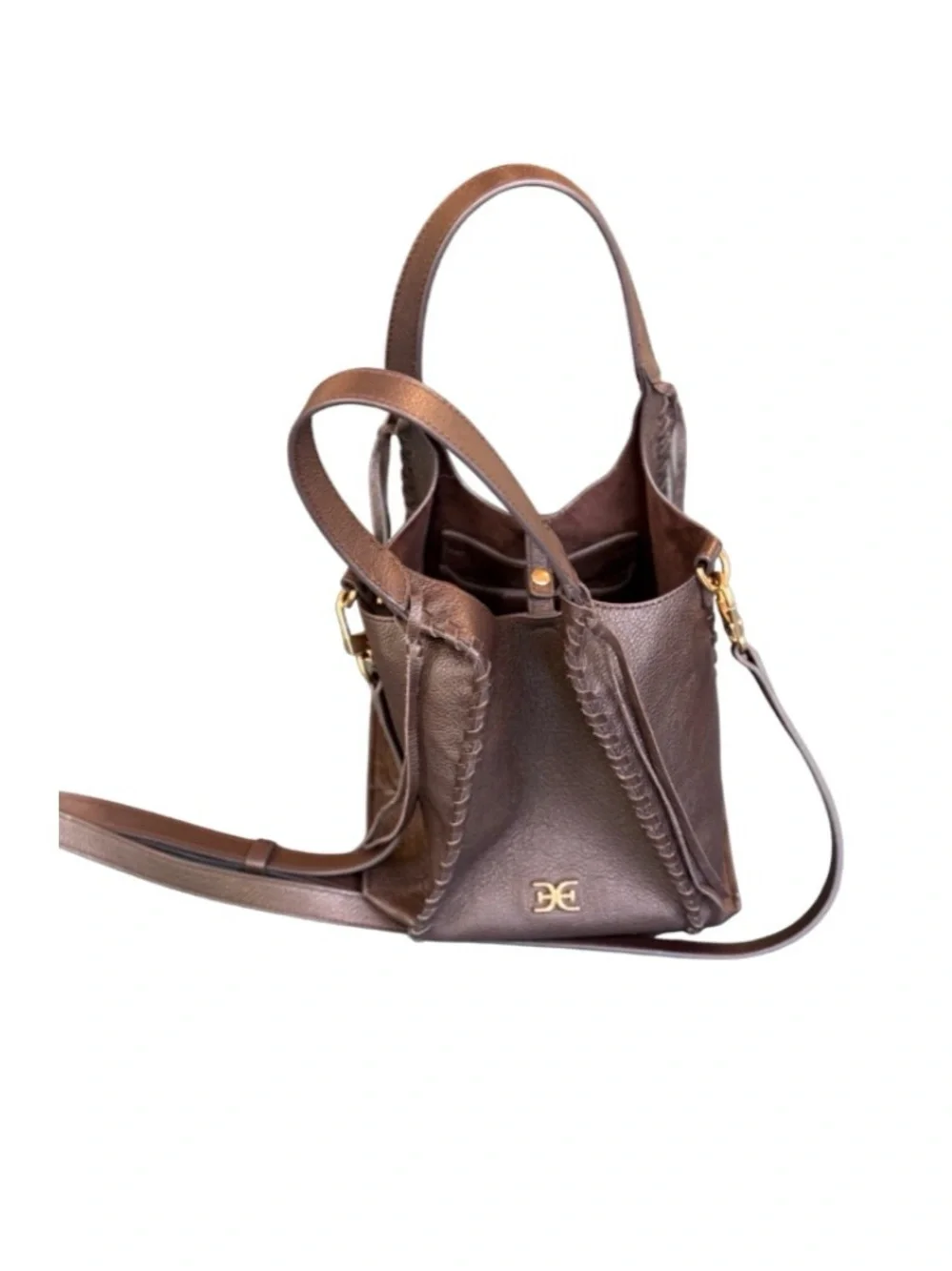 Vintage Sam Edelman Sylvia Mini Leather Crossbody Bucket Bag | Espresso | LN - Picture 8 of 12